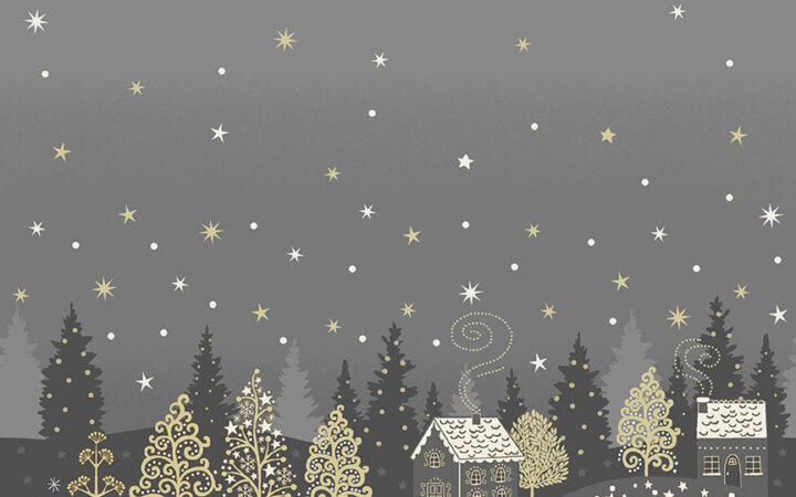 Makower Scandi Christmas House Border Grey