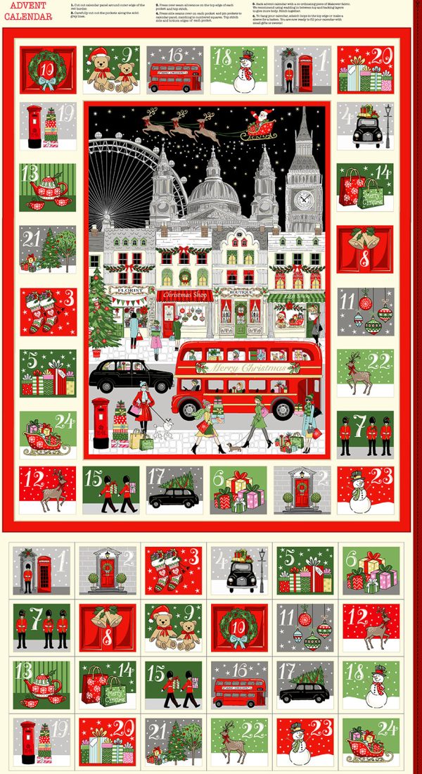 Makower Fabrics London Advent Calendar Panel