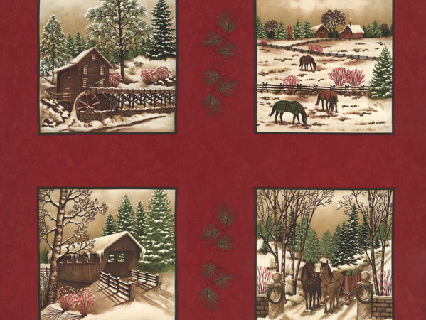 Moda Winter White Red Panel