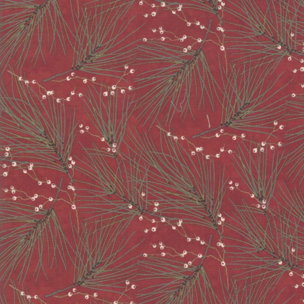 Moda Fabrics Winter White Ferns on Red