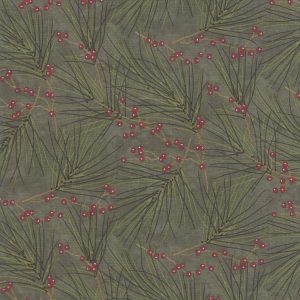 Moda Fabrics Winter White Ferns on Green