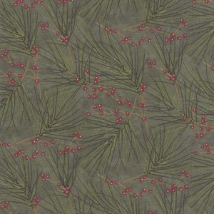 Moda Fabrics Winter White Ferns on Green