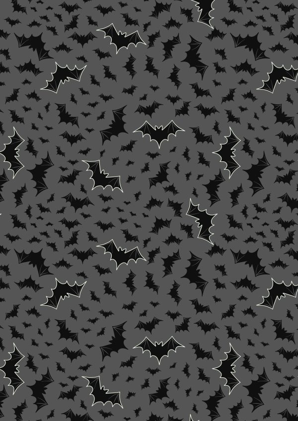 Lewis & Irene Fabrics Castle Spooky Bats on Grey