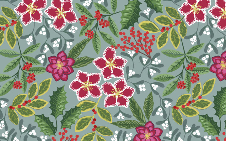 Lewis & Irene Noel Blue Festive Floral