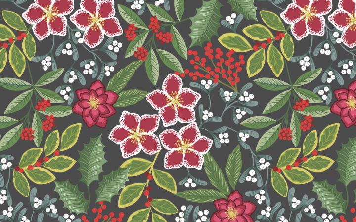Lewis & Irene Noel Grey Festive Floral