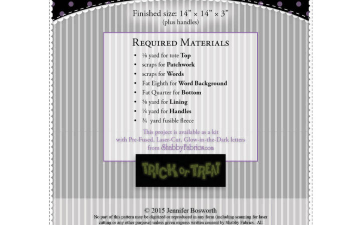 Shabby Fabrics Halloween Tote Pattern