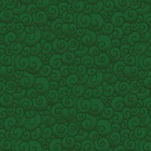 A green swirl co-ordinate fabric from A Quilter's Christmas collection by Benartex.