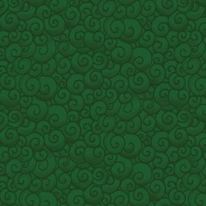 A green swirl co-ordinate fabric from A Quilter's Christmas collection by Benartex.