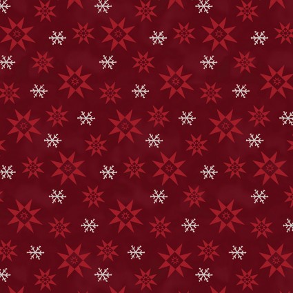 Benartex Fabrics A Quilter's Christmas Snowflakes on Berry Red