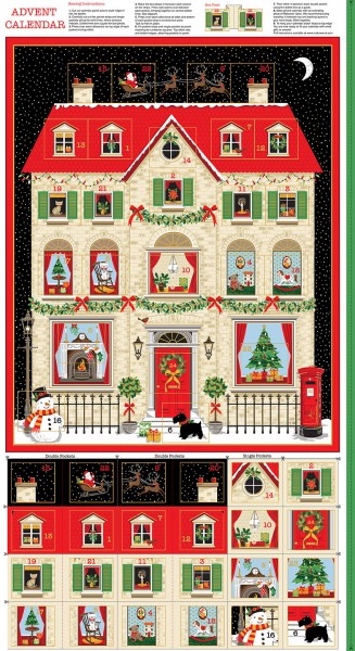 Makower Fabrics Christmas House Advent Calendar Panel