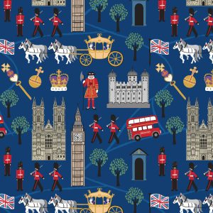 Lewis & Irene Fabrics Coronation Day Scenic on Royal Blue
