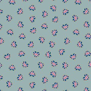 Lewis & Irene Fabrics Coronation Day Union Jack Hearts on Blue