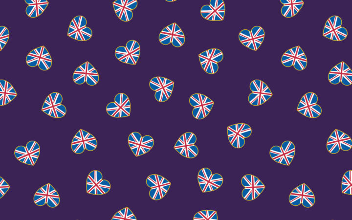 Lewis & Irene Coronation Day Heart Flags Purple