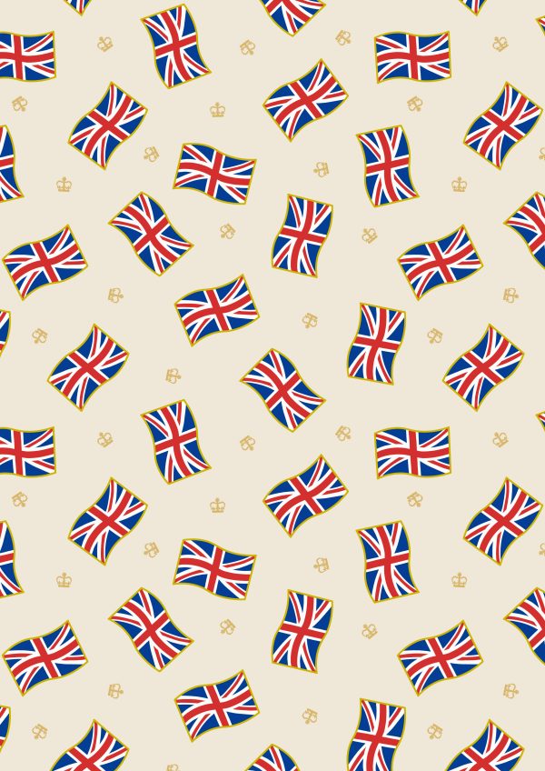 Lewis & Irene Fabrics Coronation Day Union Jack Flag with Gold Metallic