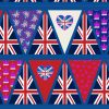 Lewis & Irene Fabrics Coronation Day Bunting Panel scaled to show metallic elements