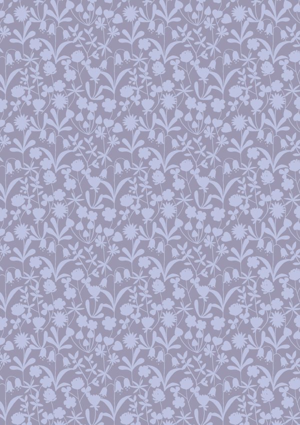 Lewis & Irene Fabrics Bluebell Wood Reloved Lavender Floral Silhouette