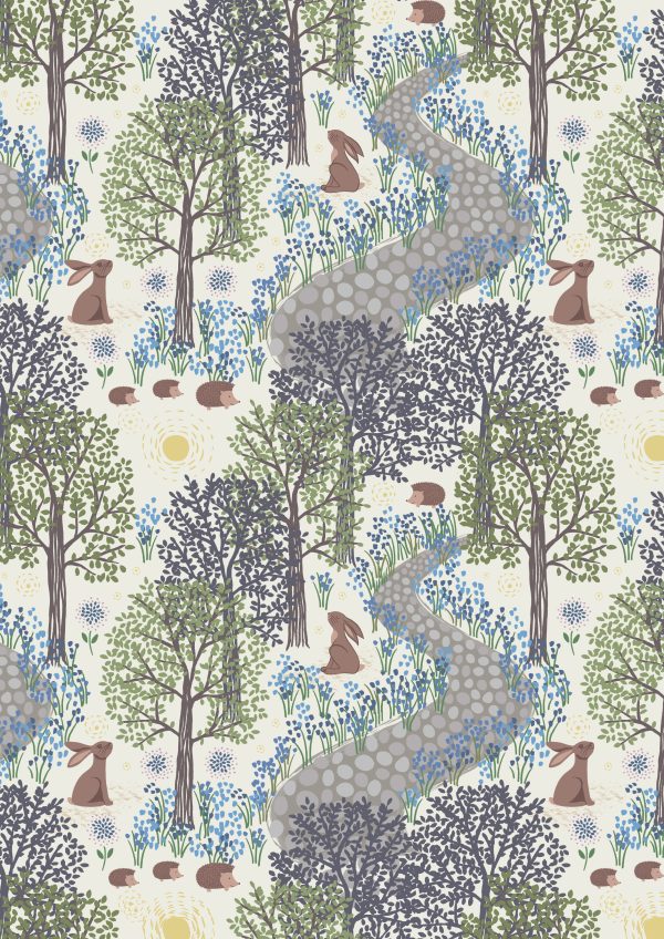 Lewis & Irene Fabrics Bluebell Wood Reloved on a Cream Background