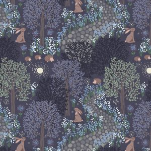 Lewis & Irene Fabrics Bluebell Wood Reloved on Dark Blue