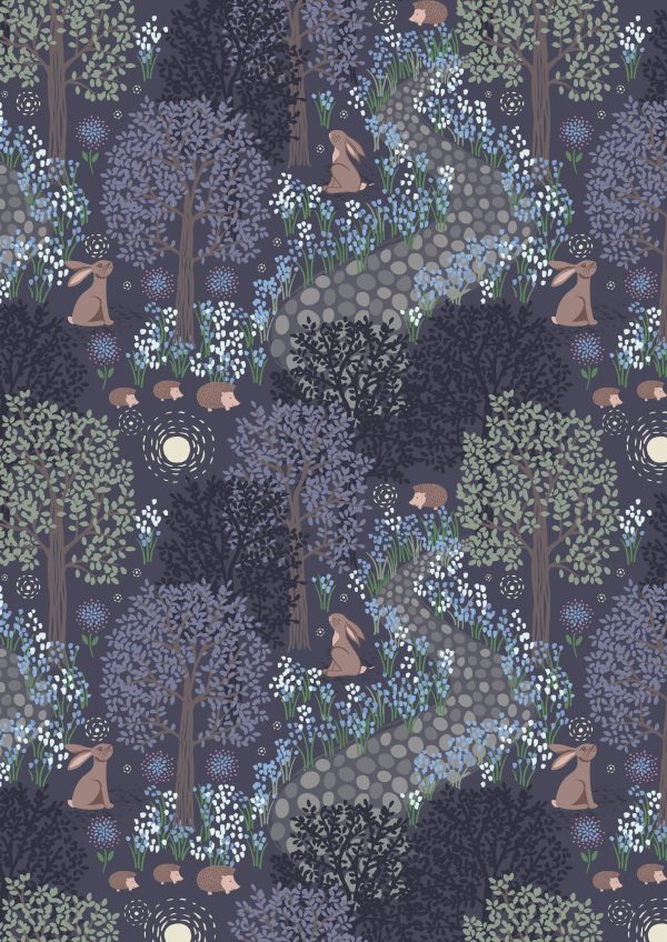 Lewis & Irene Fabrics Bluebell Wood Reloved on Dark Blue