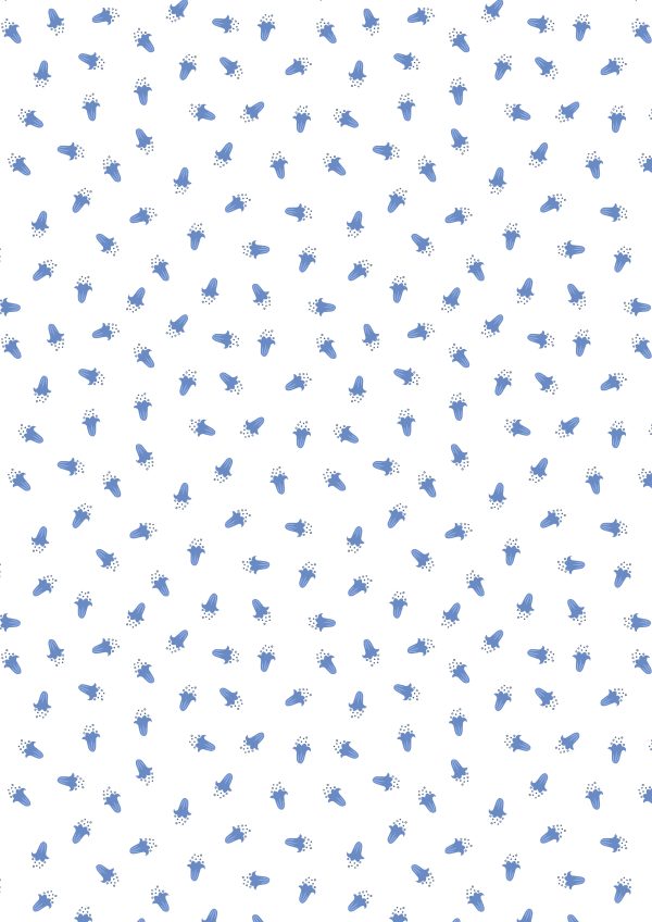 Lewis & Irene Fabrics Bluebell Wood Reloved Scattered Bluebells on Cream