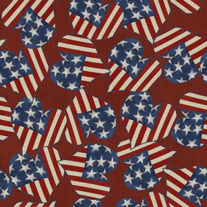 3 Wishes Fabric Hometown America Patriotic Hearts
