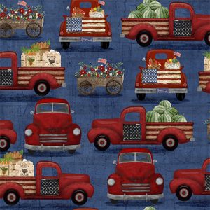 3 Wishes Fabric Hometown America Red Trucks