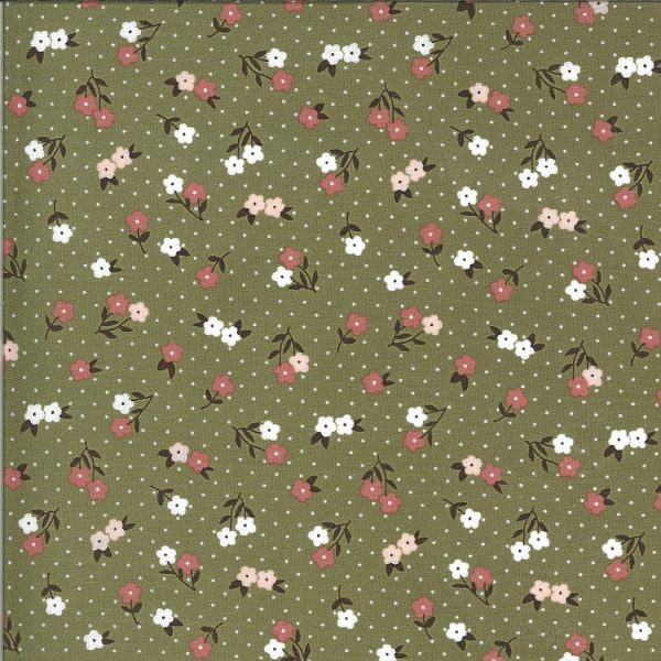 Moda Fabrics Folktale Posie Gathering on Olive Green Floral