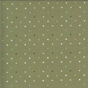 Moda Fabrics Folktale Coloured Spots on Olive Green