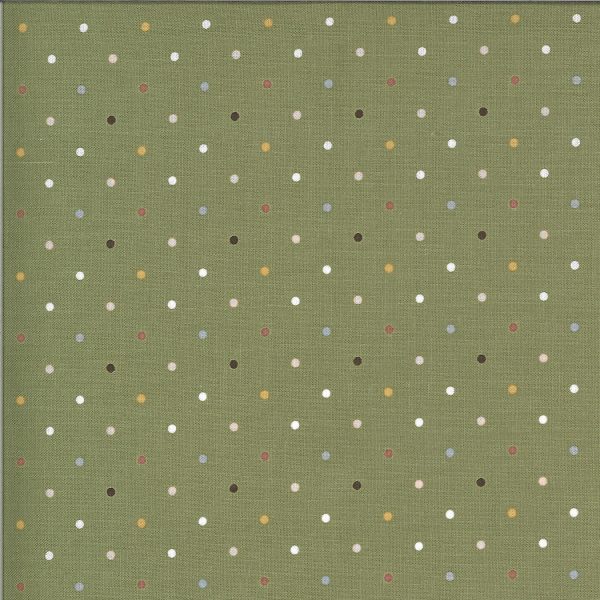 Moda Fabrics Folktale Coloured Spots on Olive Green