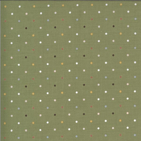 Moda Fabrics Folktale Coloured Spots on Olive Green