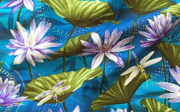Benartex Dragonfly Dance Waterlily Pool Cobalt