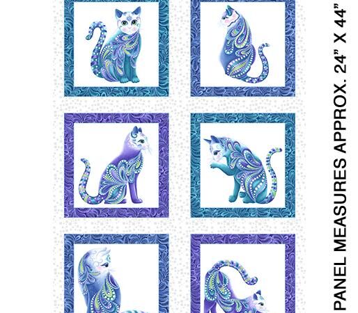 Benartex Cat-I-Tude Singing the Blues Panel White
