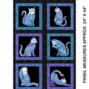 Benartex Fabrics Singing the Blues Quilt Panel in Black