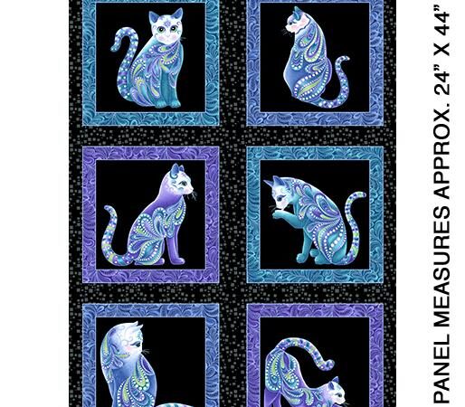 Benartex Cat-I-Tude Singing the Blues Panel Black