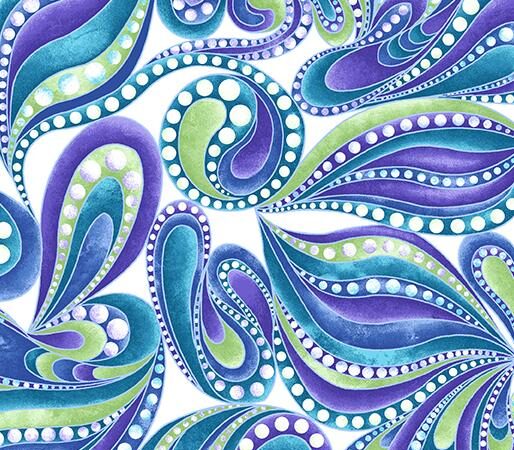 Benartex Cat-I-Tude Singing the Blues Paisley White