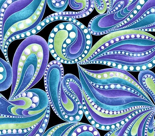 Benartex Cat-I-Tude Singing the Blues Paisley Black