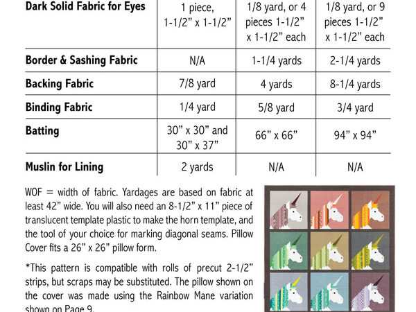Elizabeth Hartman Lisa the Unicorn Quilt Pattern