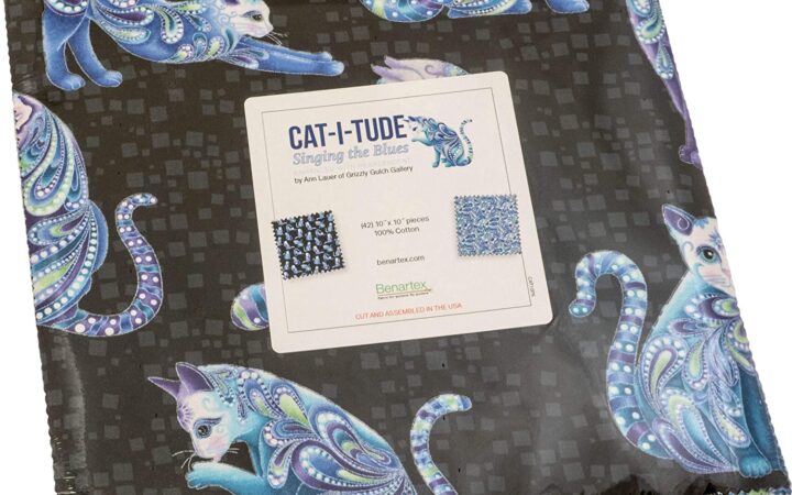 Benartex Cat-I-Tude Singing the Blues Big Ten Precut
