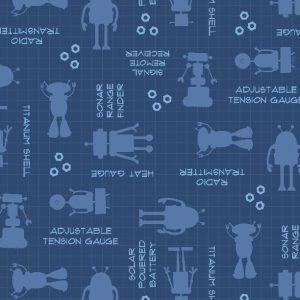 Wilmington Fabrics Alpha-Bots Robots & Words in Navy