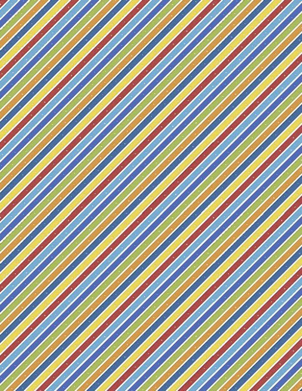 Wilmington Fabrics Alpha-Bots Multi Colour Diagonal Stripe