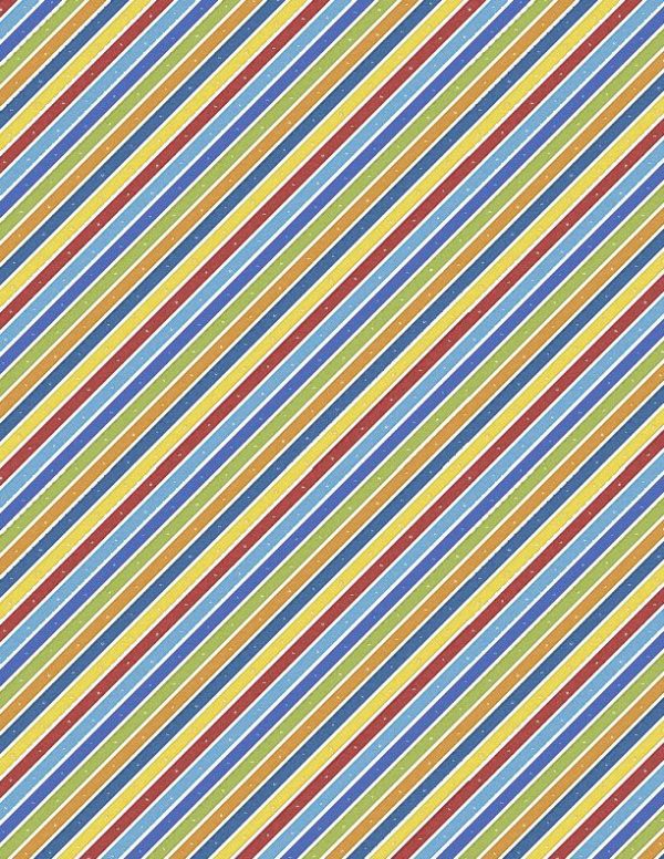 Wilmington Fabrics Alpha-Bots Multi Colour Diagonal Stripe