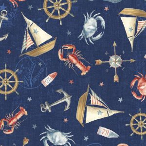 Wilmington Fabrics At the Helm Nautical Icons on Blue