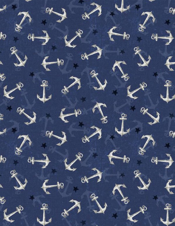 Wilmington Fabrics At the Helm Blue Anchor Toss