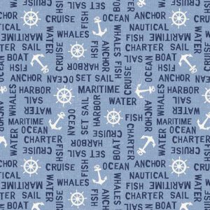 Wilmington Fabrics At the Helm Light Blue Word Toss