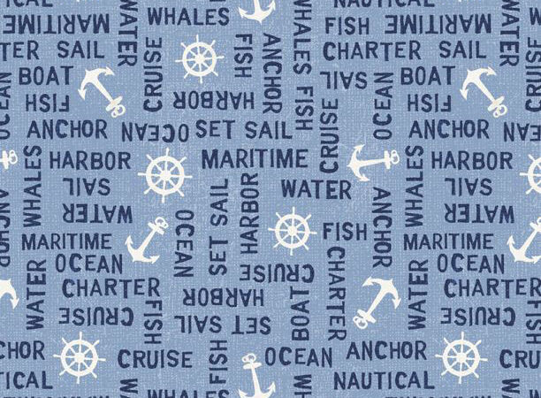 Wilmington At the Helm Light Blue Word Toss
