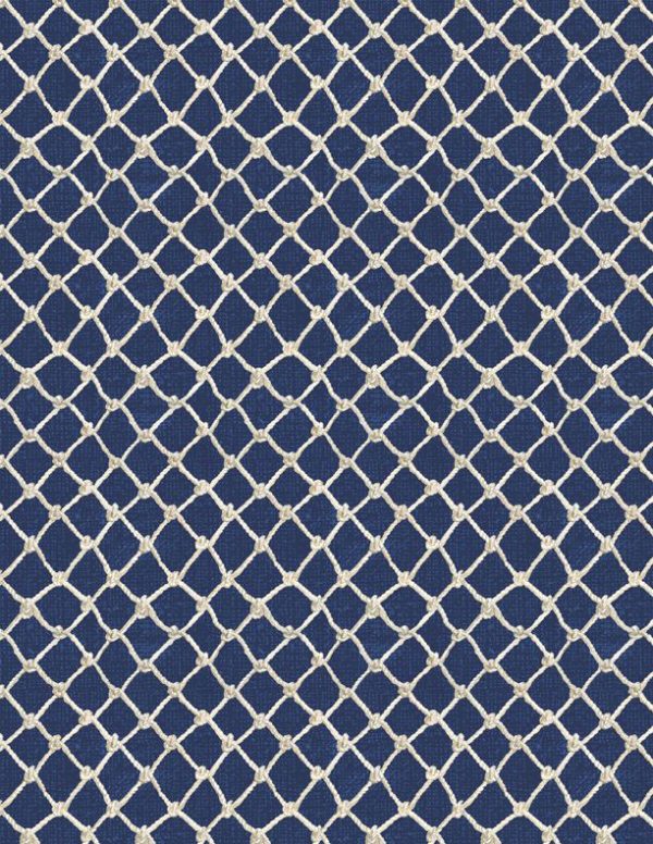 Wilmington Fabrics At the Helm Rope Fishing Net in Blue