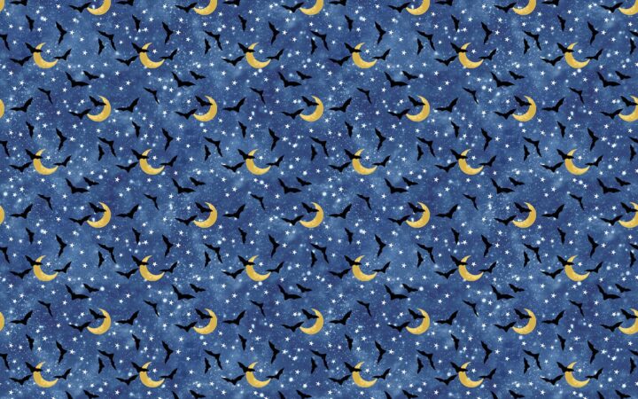 Northcott Hocus Pocus Bats on Blue