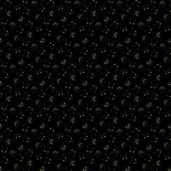 Northcott Fabrics Hocus Pocus Cat Eyes on Black
