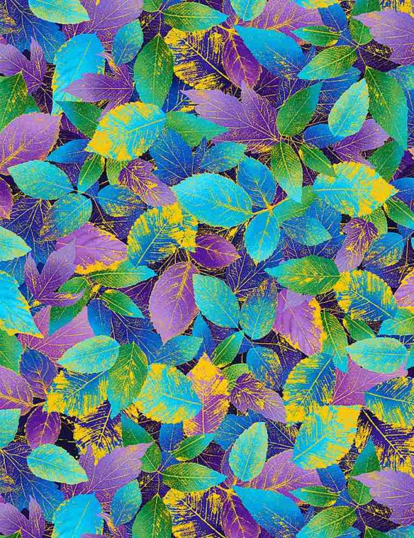 Timeless Treasures Utopia Tossed Leaves in Vibrant Colours