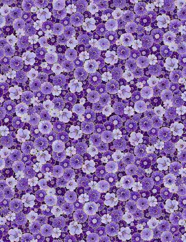 Timeless Treasures Utopia Packed Flowers in Shades of Purple